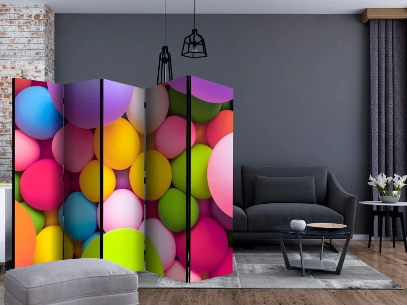 Parawan 5-częściowy - Kolorowe kulki II [Room Dividers]