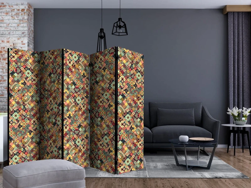 Parawan 5-częściowy - Tęczowa mozaika II [Room Dividers]