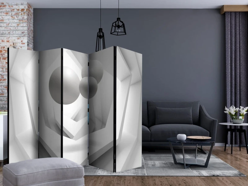 Parawan 5-częściowy - Biała imaginacja II [Room Dividers]