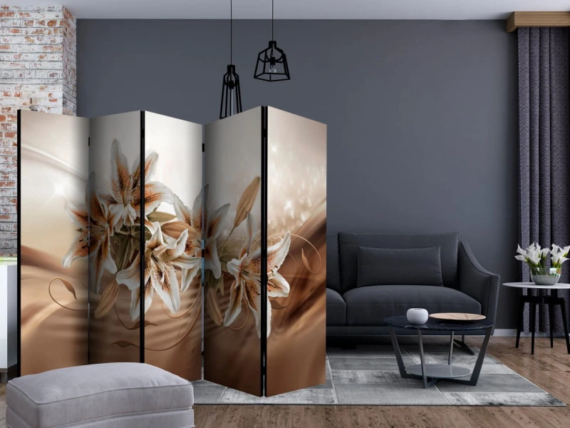 Parawan 5-częściowy - Czekoladowe lilie II [Room Dividers]