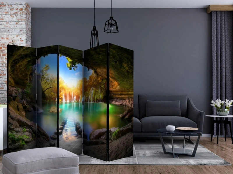 Parawan 5-częściowy - Turkusowe jeziorko II [Room Dividers]