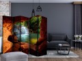 Parawan 5-częściowy - Jaskinia: Leśny wodospad II [Room Dividers]