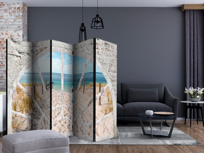 Parawan 5-częściowy - Widok z okna - Plaża II [Room Dividers]