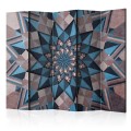 Parawan 5-częściowy - Gwiezdna mandala (brązowo-niebieski) II [Room Dividers]