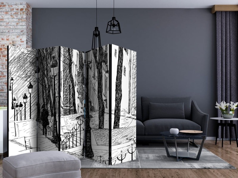 Parawan 5-częściowy - schody - Montmartre II [Room Dividers]