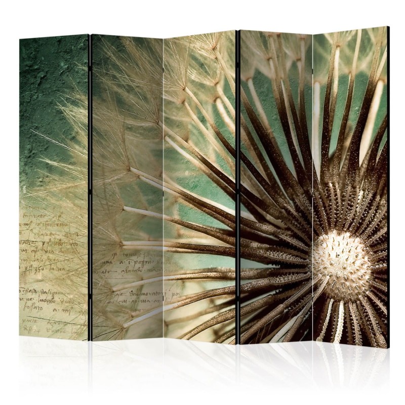 Parawan 5-częściowy - Focus on dandelion II [Room Dividers]
