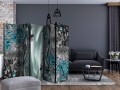 Parawan 5-częściowy - Kwiecista kurtyna (turkusowy) II [Room Dividers]