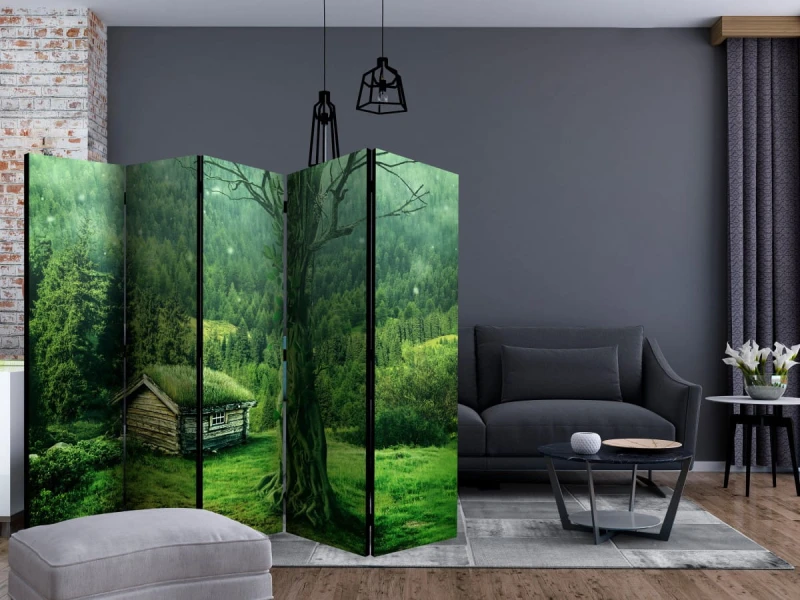 Parawan 5-częściowy - Zielona samotnia II [Room Dividers]