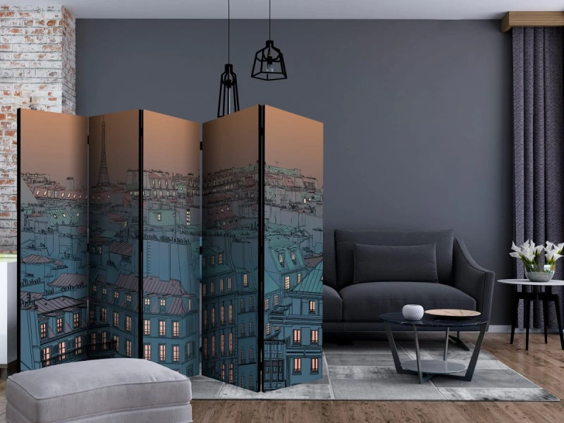 Parawan 5-częściowy - Dobry wieczór Paryżu II [Room Dividers]