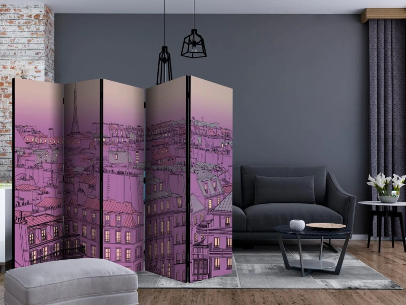 Parawan 5-częściowy - Piątkowy wieczór w Paryżu II [Room Dividers]