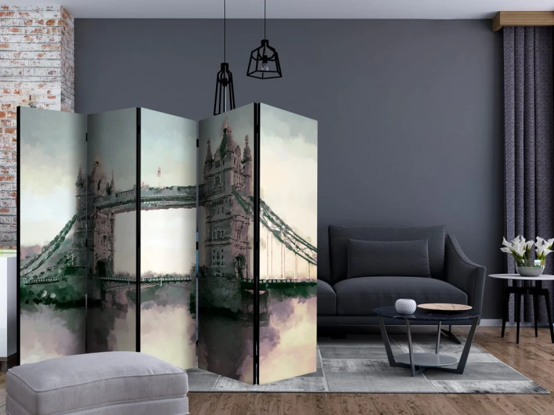 Parawan 5-częściowy - Wiktoriański Tower Bridge II [Room Dividers]
