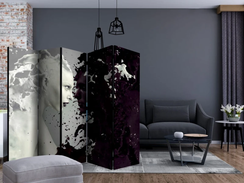 Parawan 5-częściowy - Czarno-białe twarze II [Room Dividers]