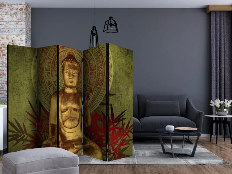 Parawan 5-częściowy - Złoty Budda II [Room Dividers]