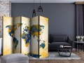 Parawan 5-częściowy - Map of the World - Sun and sky II [Room Dividers]