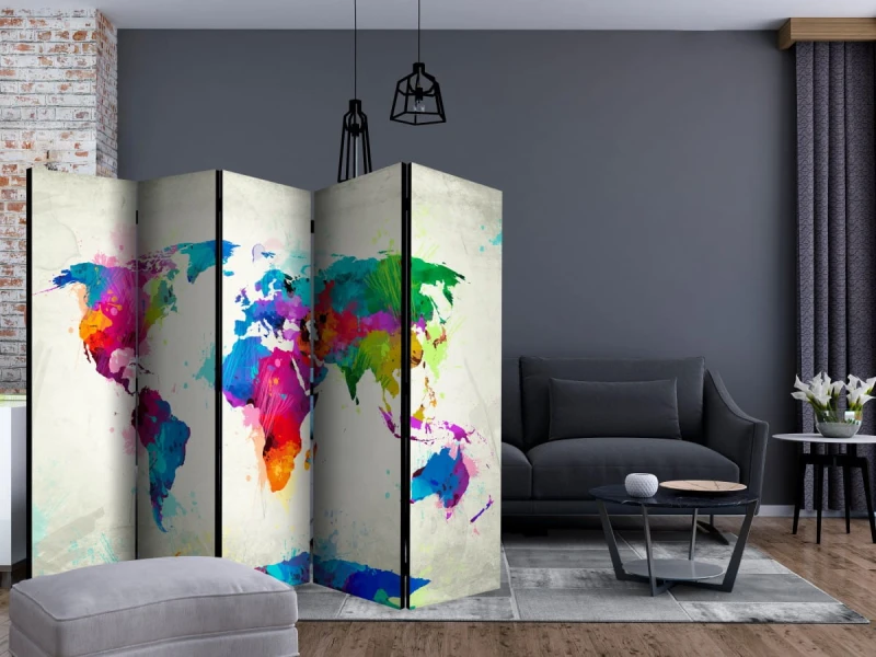 Parawan 5-częściowy - The map of happiness II [Room Dividers]