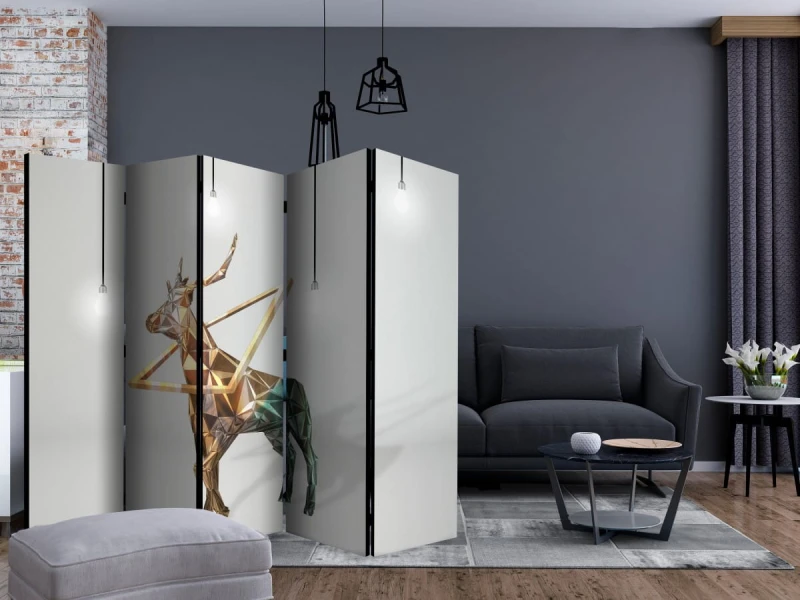 Parawan 5-częściowy - jeleń (3D) II [Room Dividers]