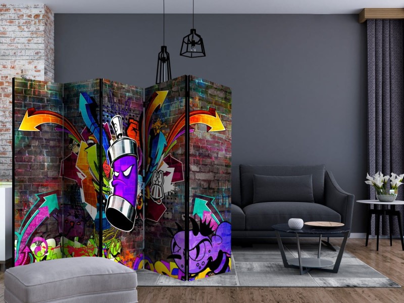 Parawan 5-częściowy - Graffiti: Kolorowy atak II [Room Dividers]