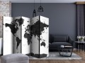Parawan 5-częściowy - Czarno-biała mapa II [Room Dividers]
