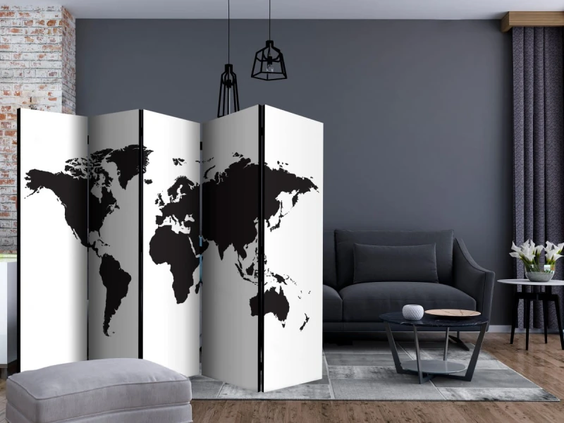 Parawan 5-częściowy - Czarno-biały świat II [Room Dividers]