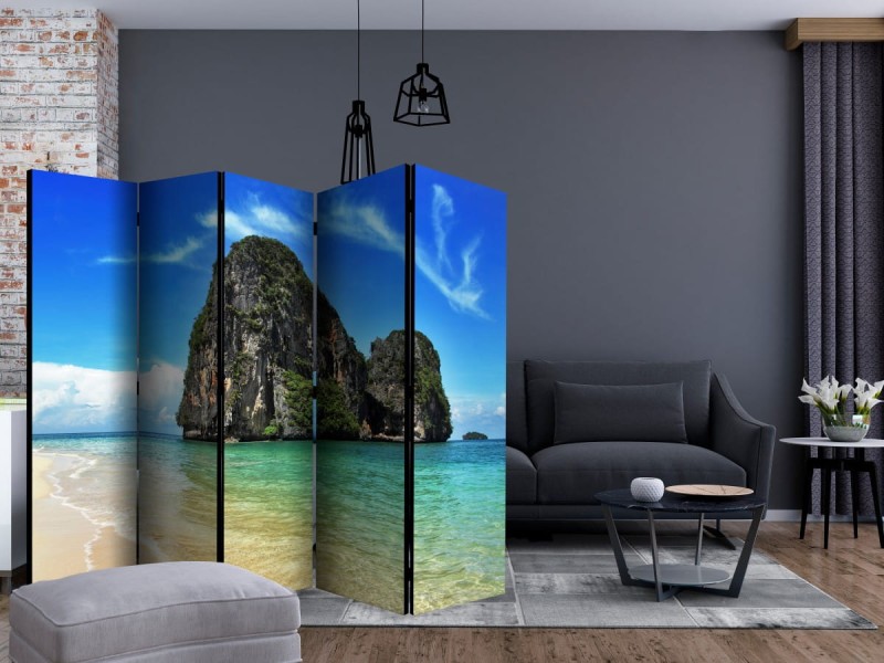 Parawan 5-częściowy - Egzotyczny krajobraz - plaża Railay, Tajlandia II [Room Dividers]
