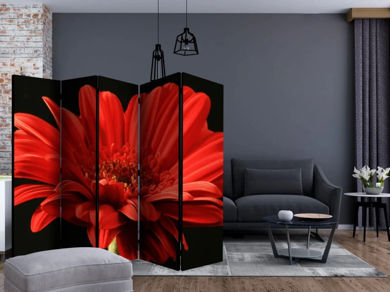 Parawan 5-częściowy - Czerwona gerbera II [Room Dividers]