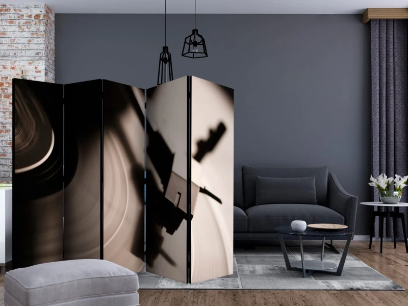 Parawan 5-częściowy - Gramofon i płyta winylowa II [Room Dividers]