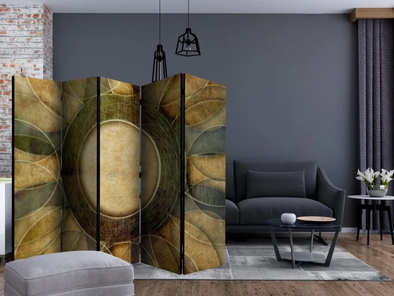 Parawan 5-częściowy - kwiat - styl retro II [Room Dividers]