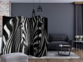 Parawan 5-częściowy - Biała w czarne paski II [Room Dividers]