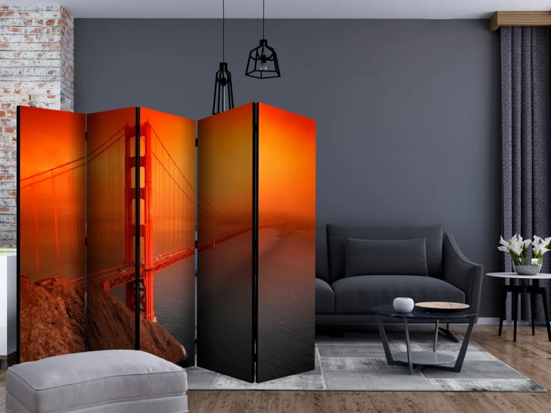 Parawan 5-częściowy - Most Golden Gate II [Room Dividers]
