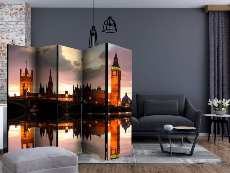 Parawan 5-częściowy - Big Ben wieczorem, Londyn II [Room Dividers]
