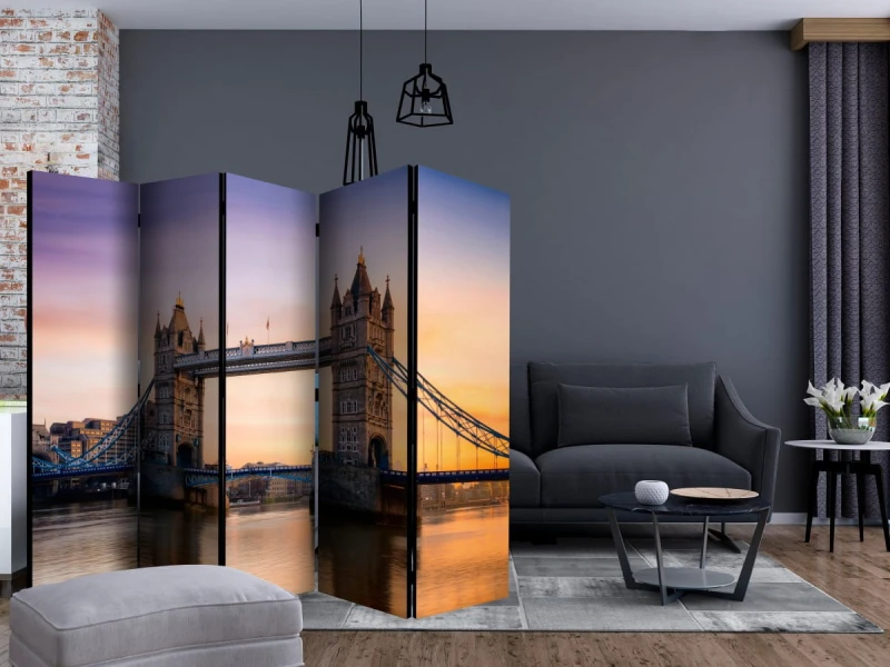 Parawan 5-częściowy - Świt ponad Tower Bridge II [Room Dividers]