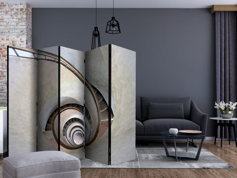 Parawan 5-częściowy - White spiral stairs II [Room Dividers]