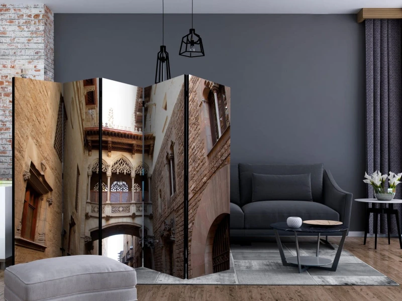 Parawan 5-częściowy - Barcelona Palau generalitat in gothic Barrio II [Room Dividers]