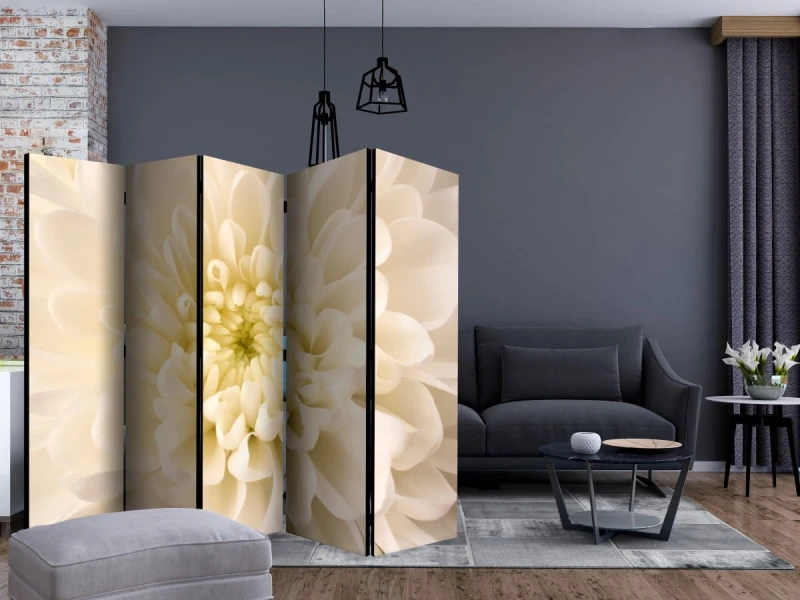 Parawan 5-częściowy - Biała dalia II [Room Dividers]