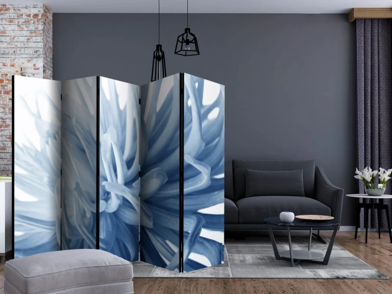 Parawan 5-częściowy - Kwiat - niebieska dalia II [Room Dividers]