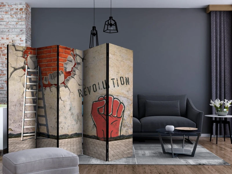 Parawan 5-częściowy - Niewidzialna ręka rewolucji II [Room Dividers]