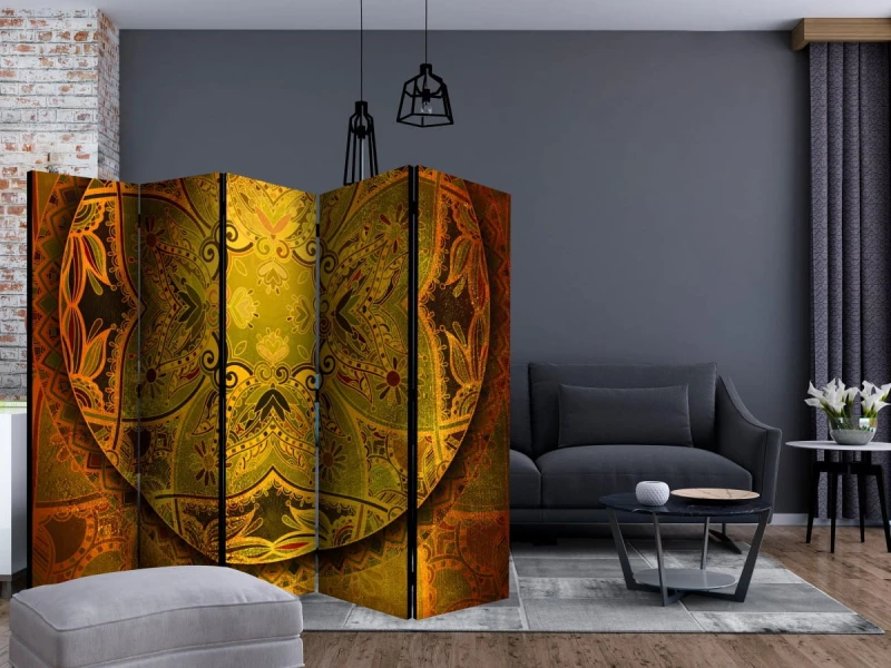 Parawan 5-częściowy - Mandala: Złoty poemat II [Room Dividers]
