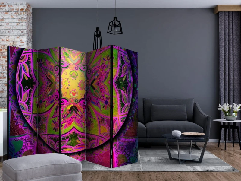 Parawan 5-częściowy - Mandala: Różowa ekspresja II [Room Dividers]