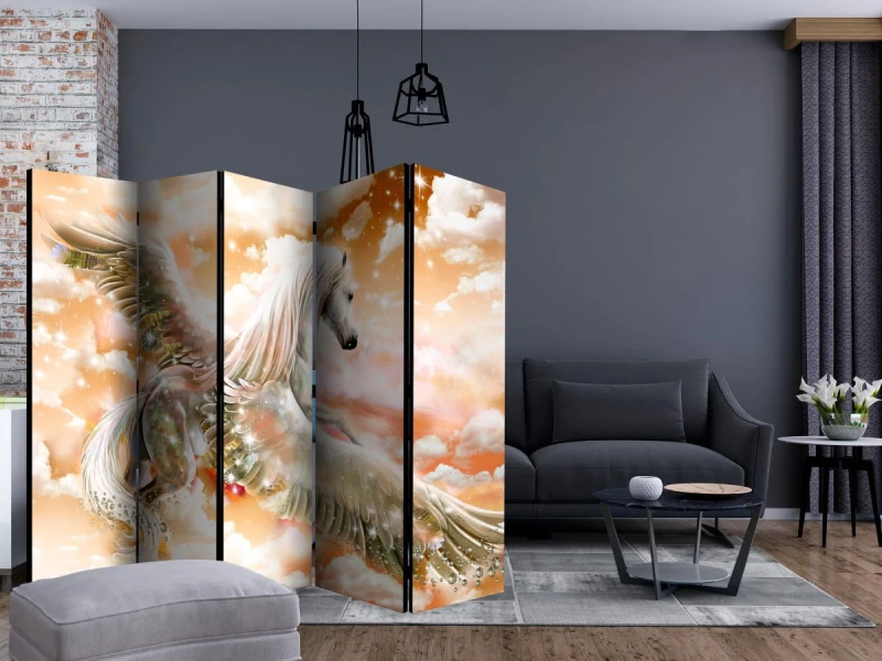 Parawan 5-częściowy - Pegaz (pomarańczowy) II [Room Dividers]