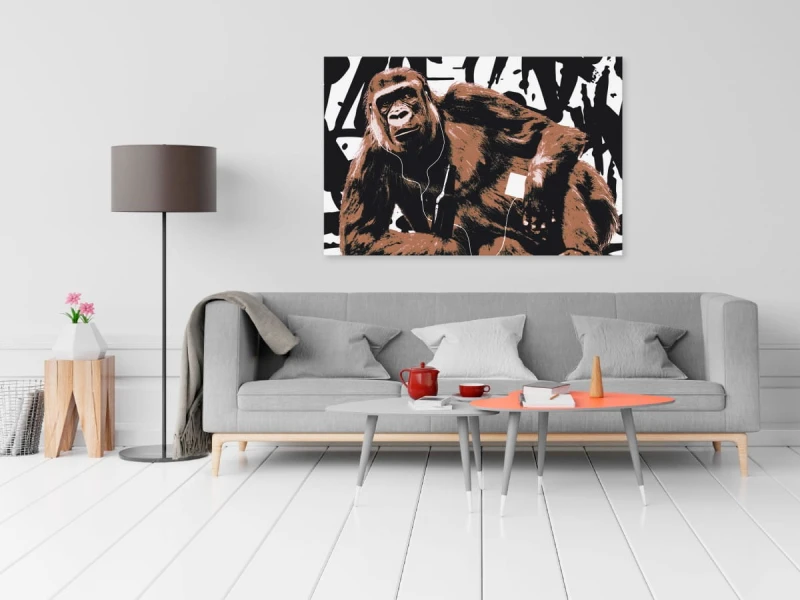 Obraz - Popartowa małpa (1-częściowy) wąski brązowy