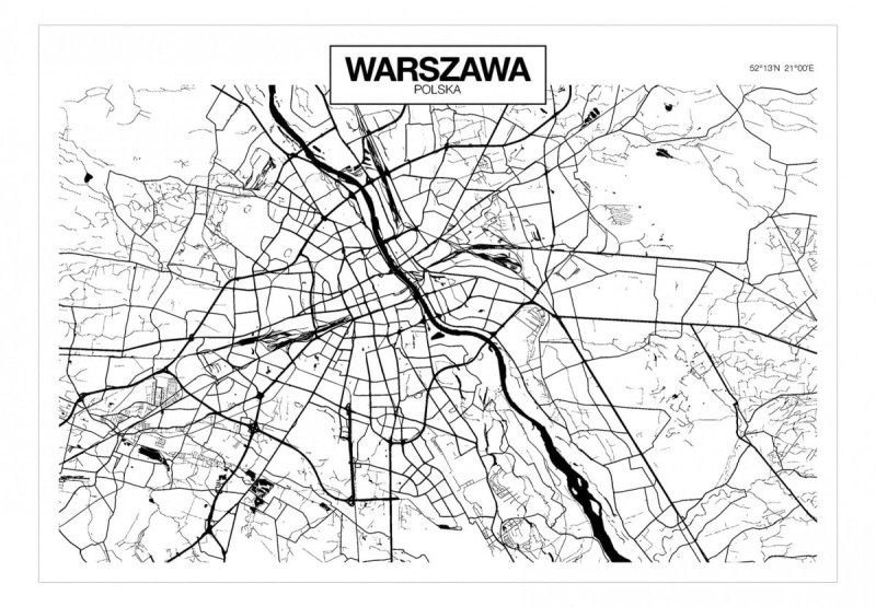 Fototapeta samoprzylepna - Mapa Warszawy