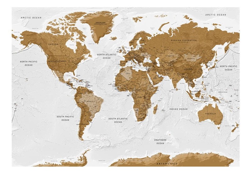 Fototapeta samoprzylepna - Mapa świata: Białe oceany