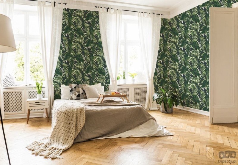 Tapeta z motywem egzotycznych liści palm