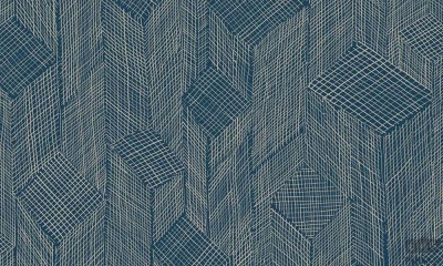 Niebieska tapeta z motywem sizalowego patchworku