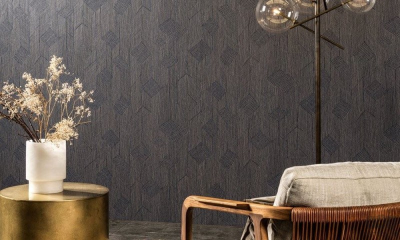 Niebieska tapeta z motywem sizalowego patchworku