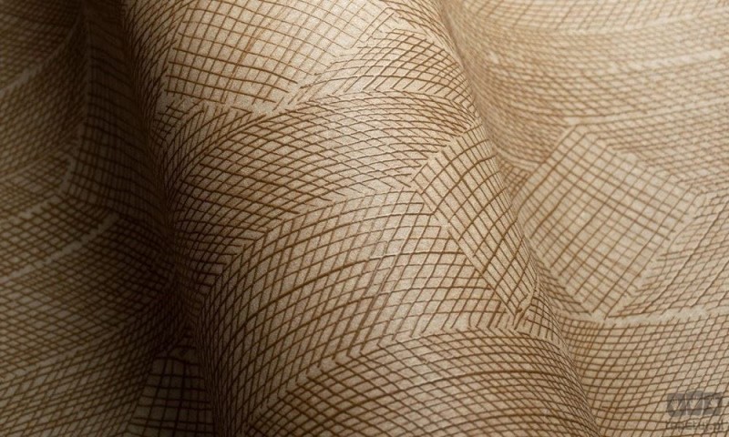 Beżowa tapeta z motywem sizalowego patchworku