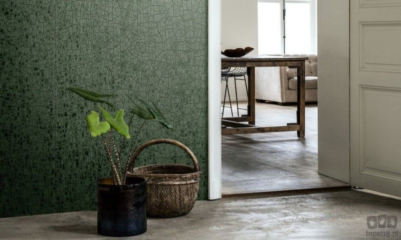 Zielona tapeta z ceramicznym efektem
