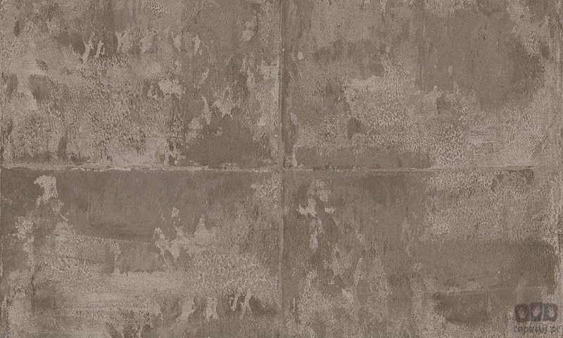 Brązowa tapeta z efektem betonowych kafli