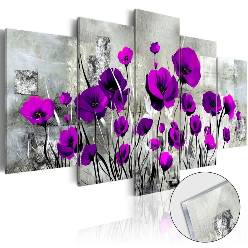 Obraz na szkle akrylowym - Łąka: Purpurowe maki [Glass]
