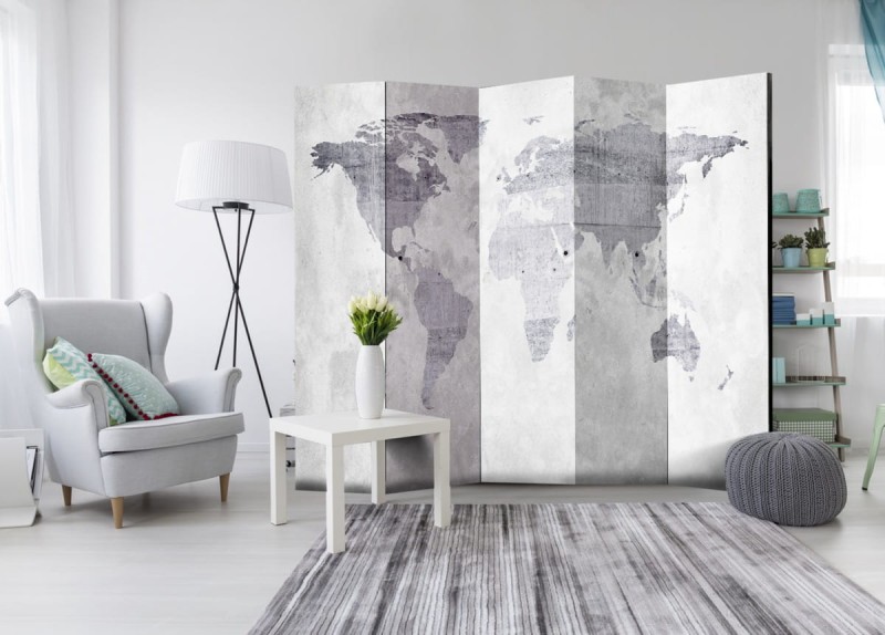 Parawan 5-częściowy - Betonowa mapa [Room Dividers]